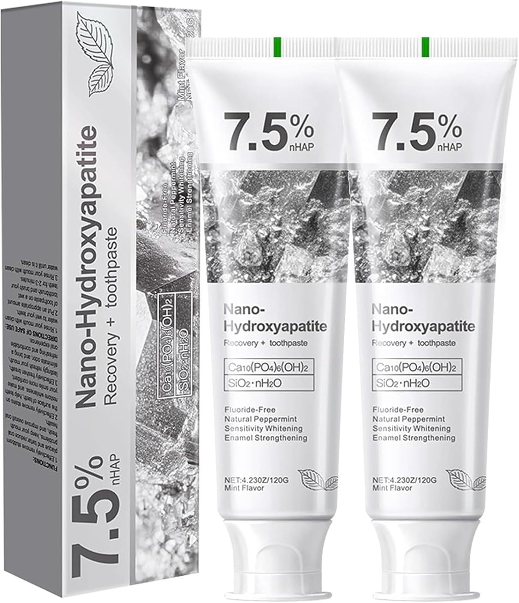 Hydroxyapatite Toothpaste 2 Pack - Fluoride-Free Enamel Protection for Sensitive Teeth