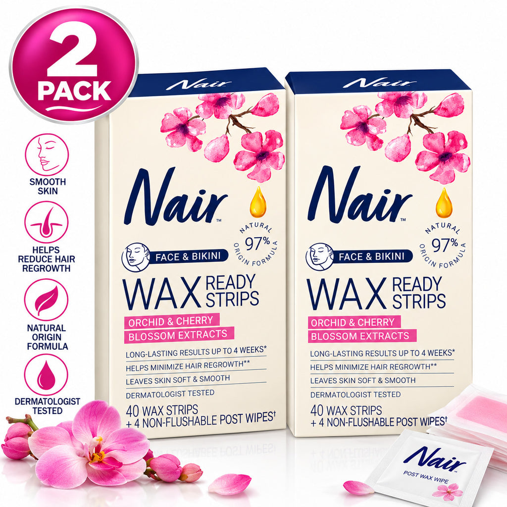 Face & Bikini Wax Strips with Orchid & Cherry Blossom Extracts – 80 Count