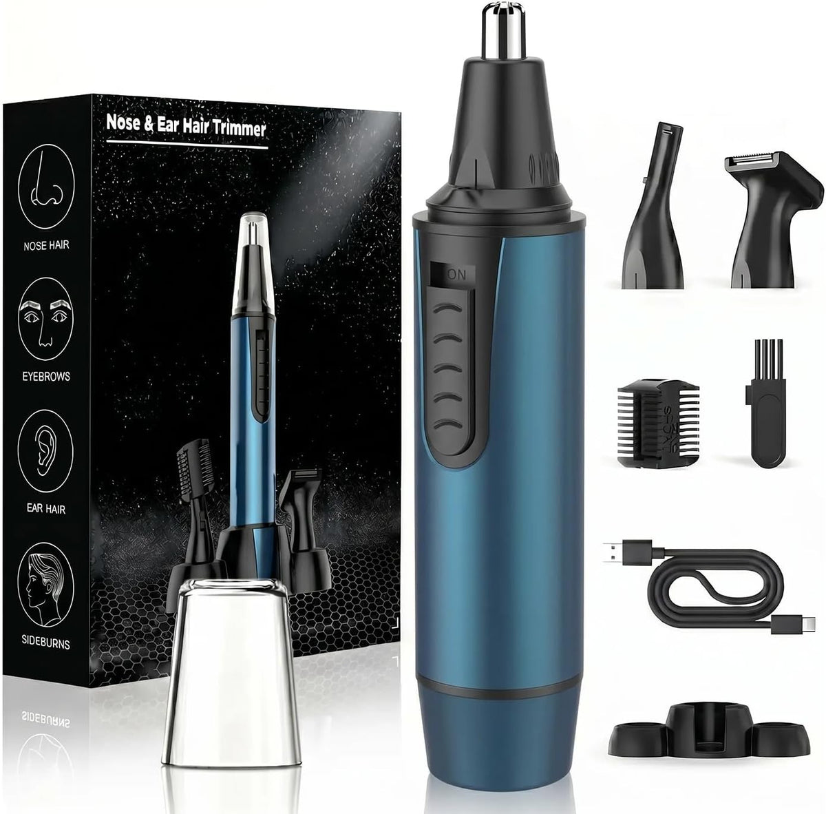 3-in-1 Waterproof Nose Ear & Eyebrow Hair Trimmer for Men
