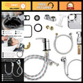 Salon Shampoo Bowl Faucet Kit with Chrome Hose and Adjustable Spray