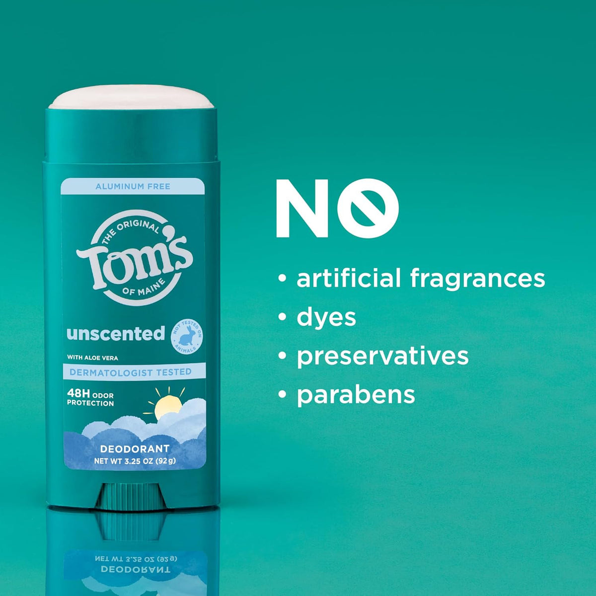 Unscented Natural Deodorant for Men & Women - Aluminum Free 3.25 oz