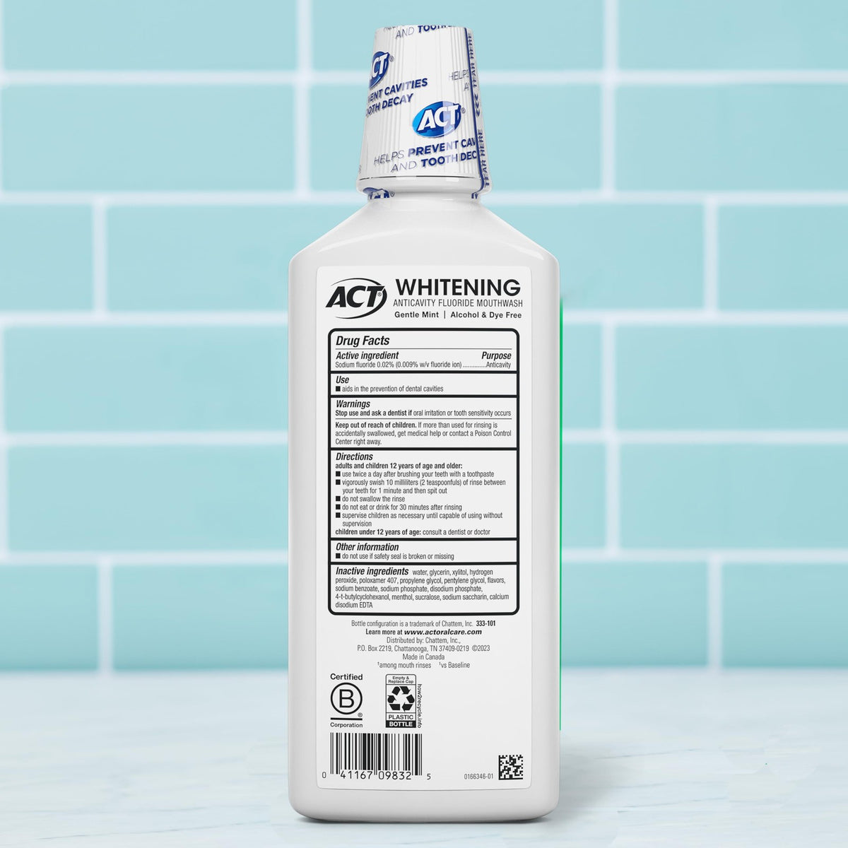 Whitening and Anticavity Fluoride Mouthwash - Alcohol-Free, Gentle Mint, 16.9 Fl Oz