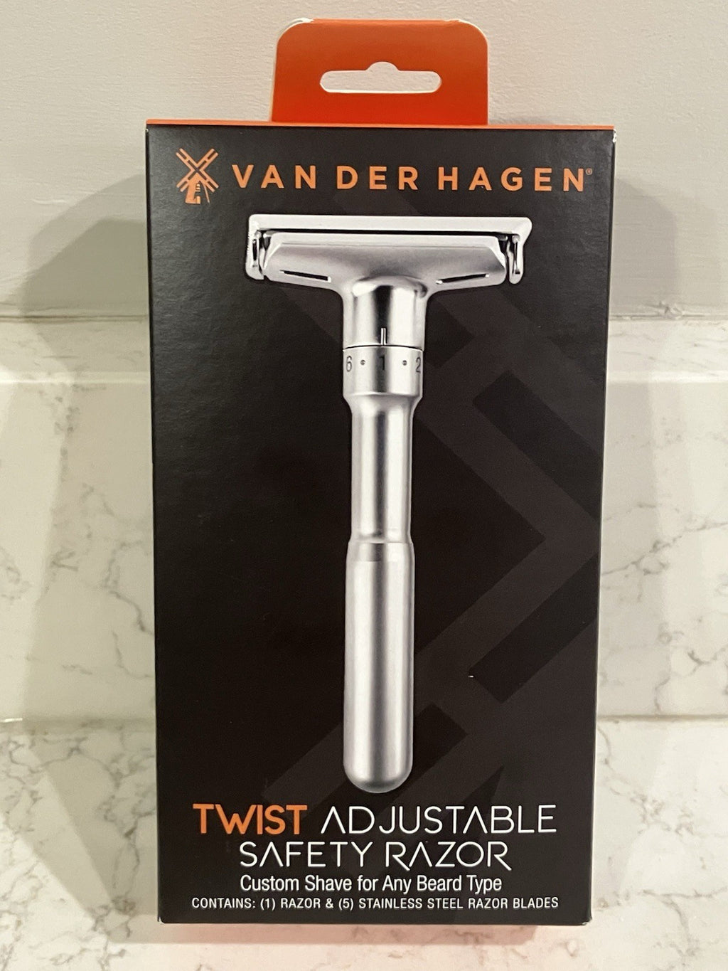 Van Der Hagen Adjustable Safety Razor with 5 Blades & Shave Butter Sample