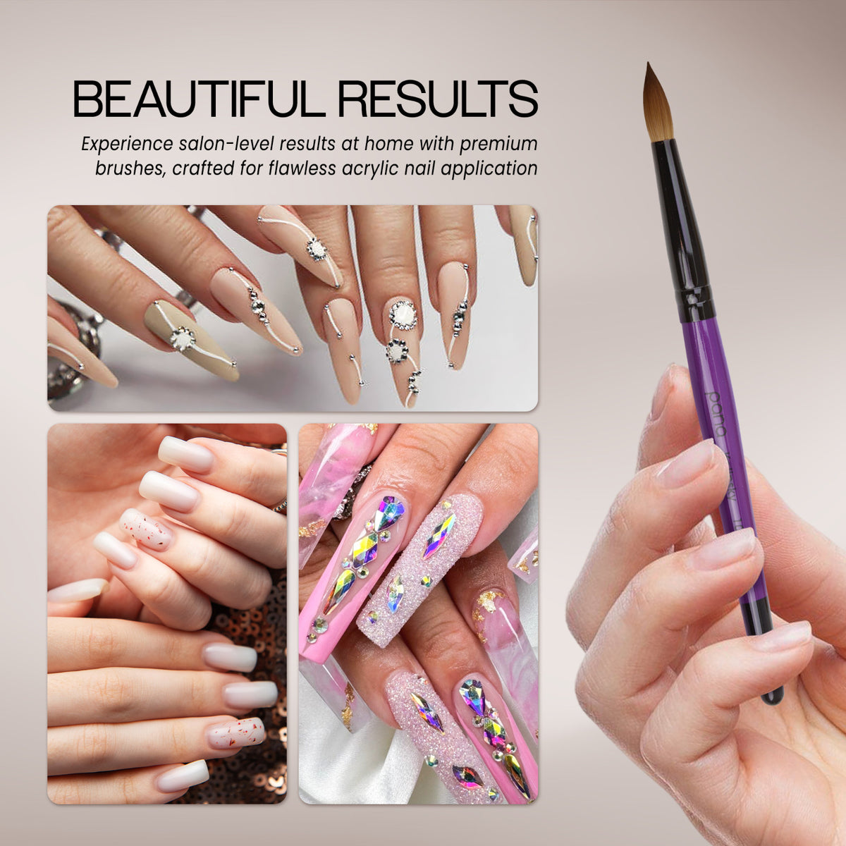 Professional Kolinsky Acrylic Nail Brush Round Size 6-22 - High-Quality Nail Art Tool