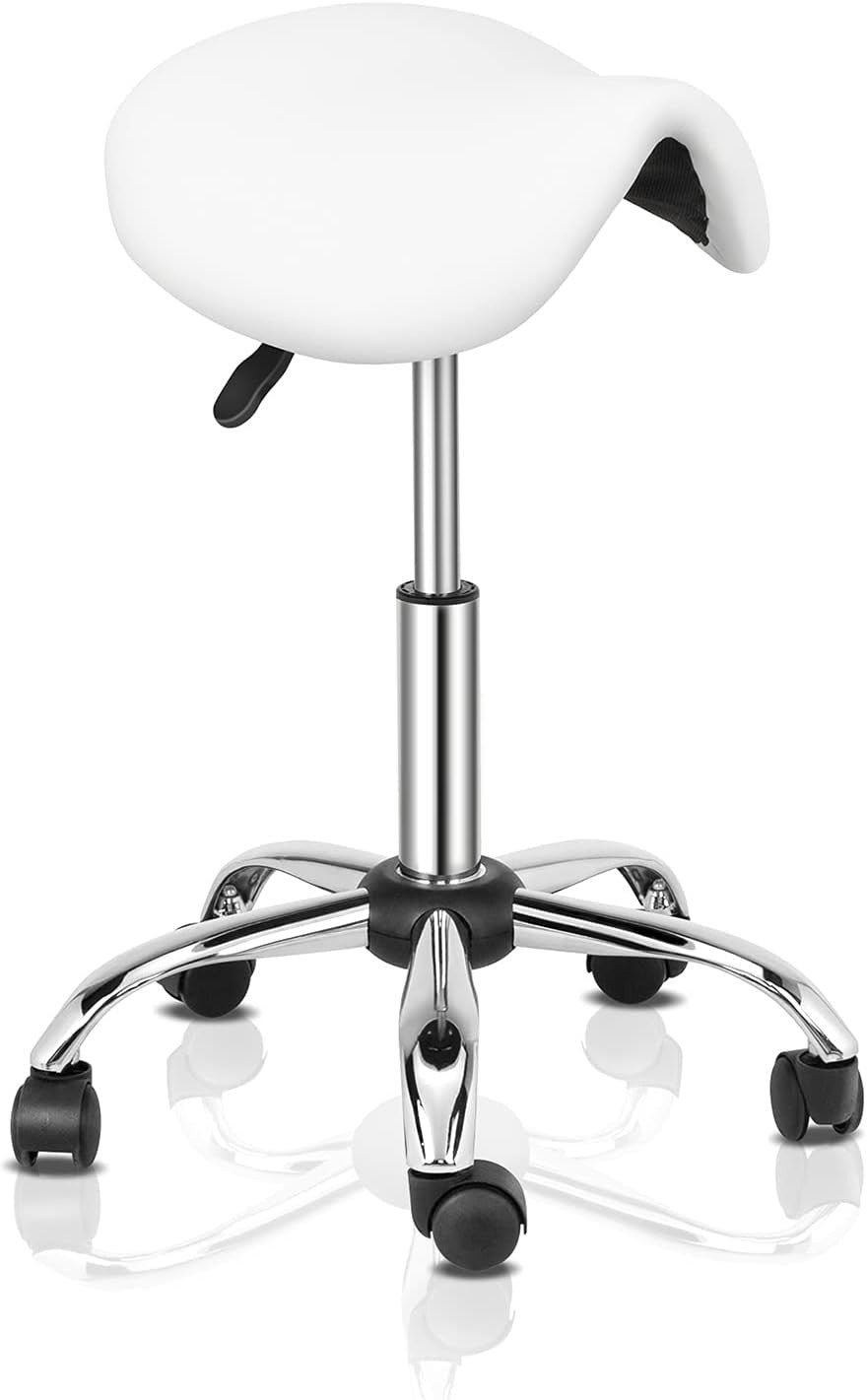 Ergonomic Saddle Stool Adjustable Hydraulic Seat with Swivel Wheels