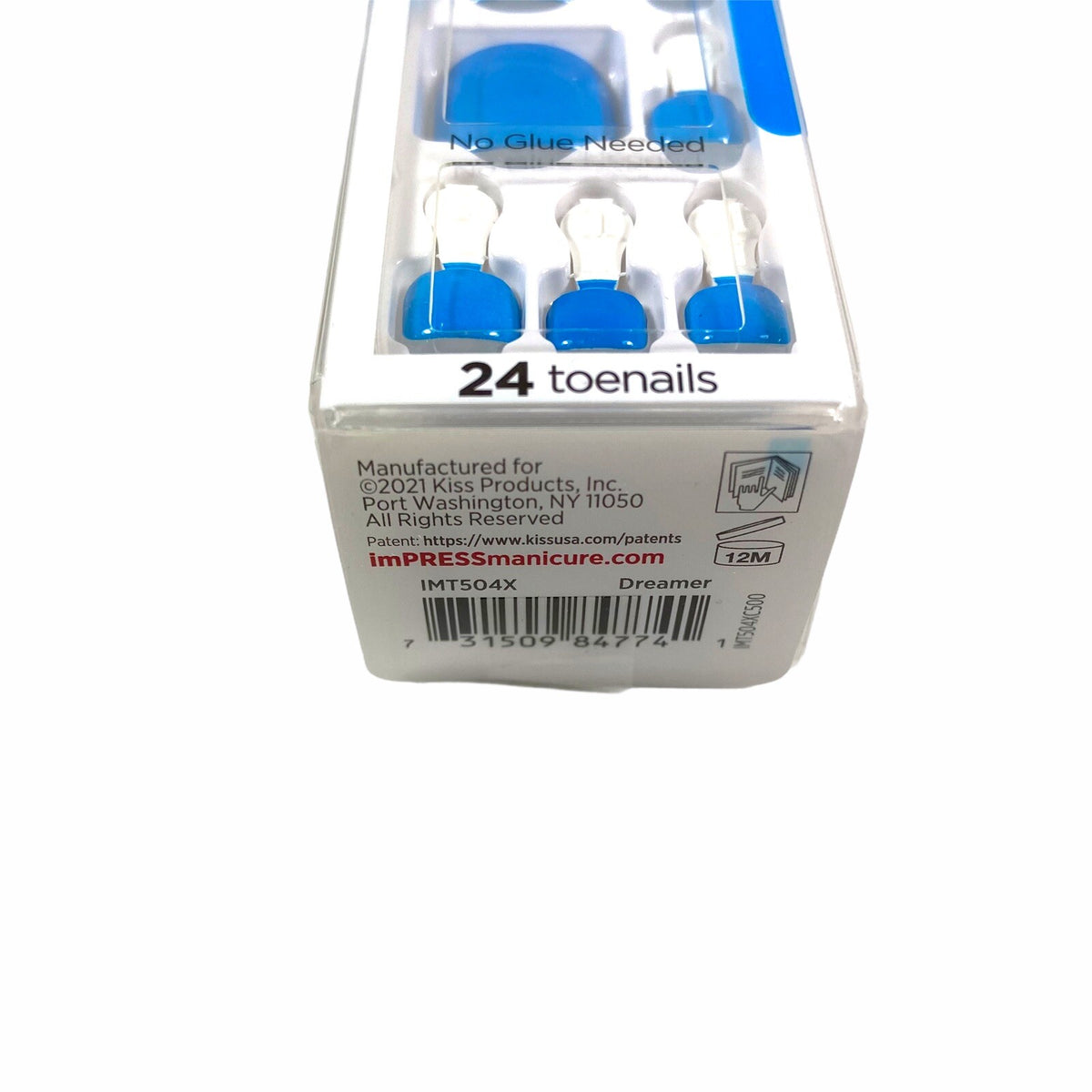 Press On Pedicure Toe Nails - Solid Blue Gel Fake Nails for Feet