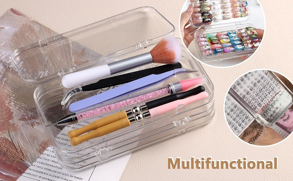 Press On Nail Organizer Case - Compact Clear Acrylic Storage for Nail Tips