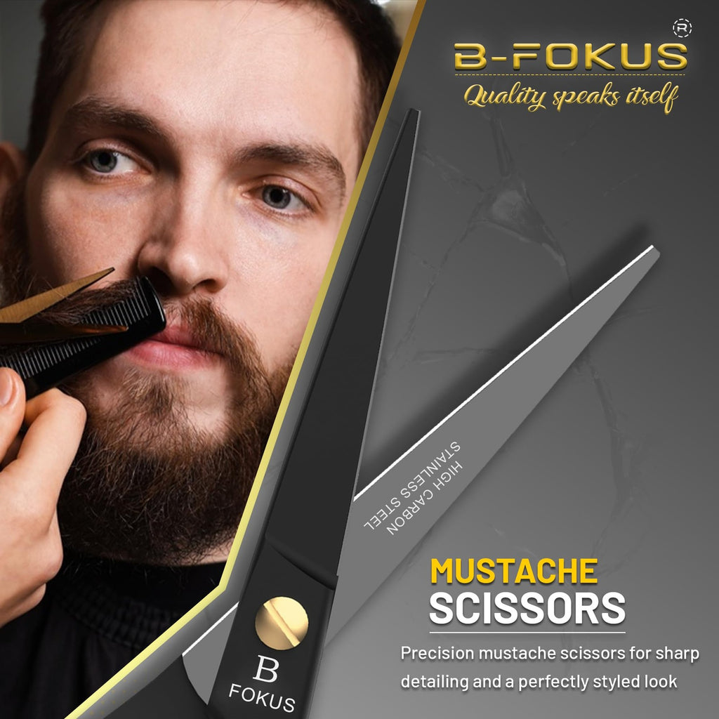 5 Inch Professional Beard Mustache Scissors for Men - Stainless Steel Grooming Tool