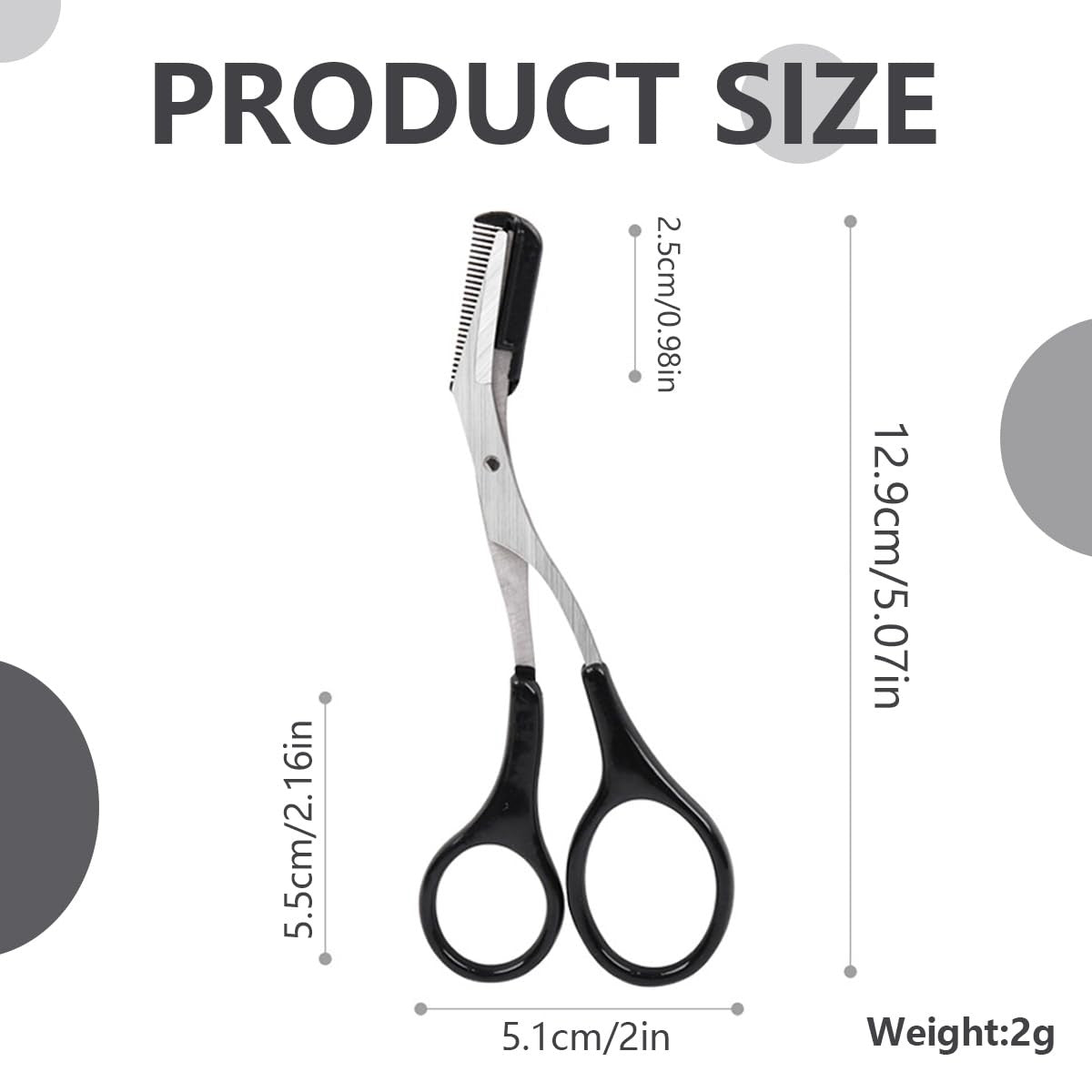 Eyebrow Trimmer Scissors with Comb & Non-Slip Grip - Stainless Steel Grooming Kit