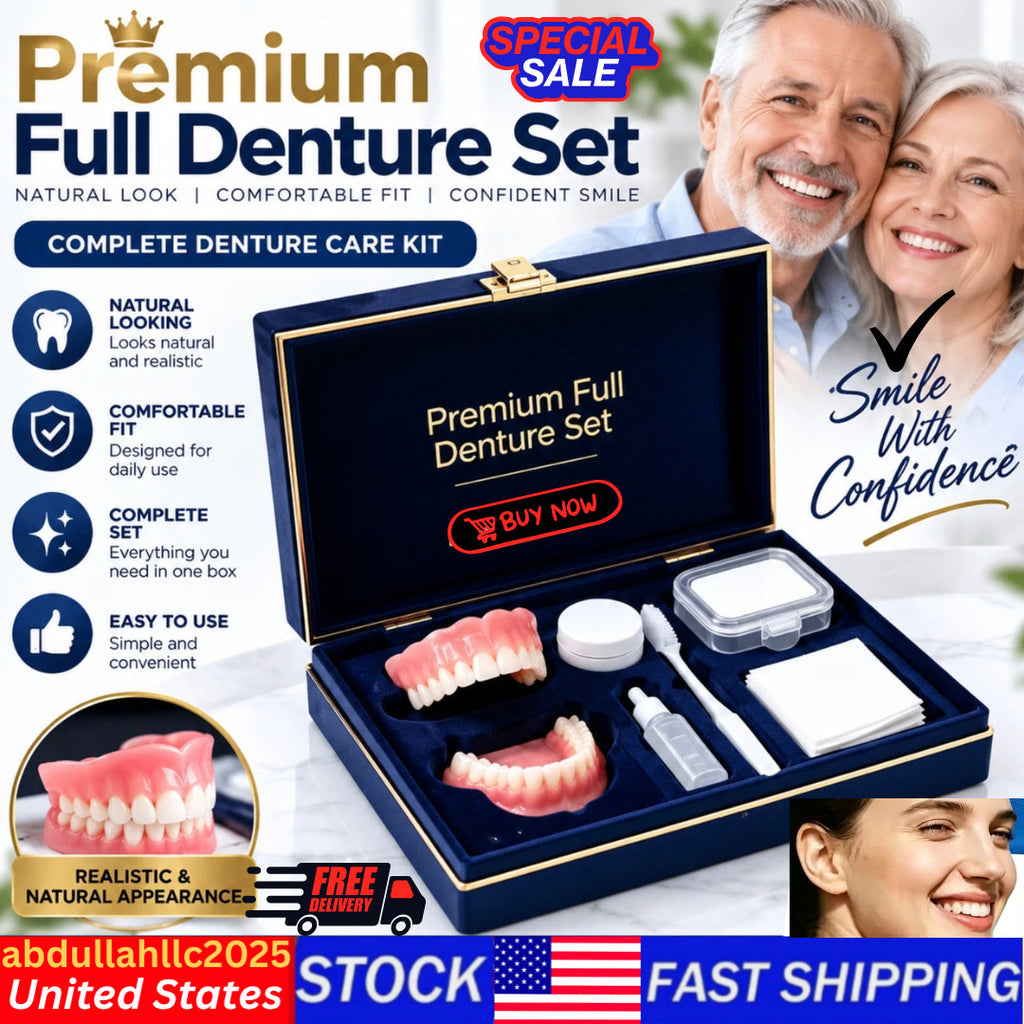 Silicone Denture Kit Upper & Lower False Teeth Set - Temporary Cosmetic Smile