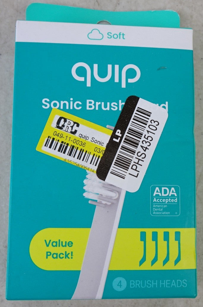 Quip Sonic Toothbrush Head Refills with Tongue Scraper 4 Pack