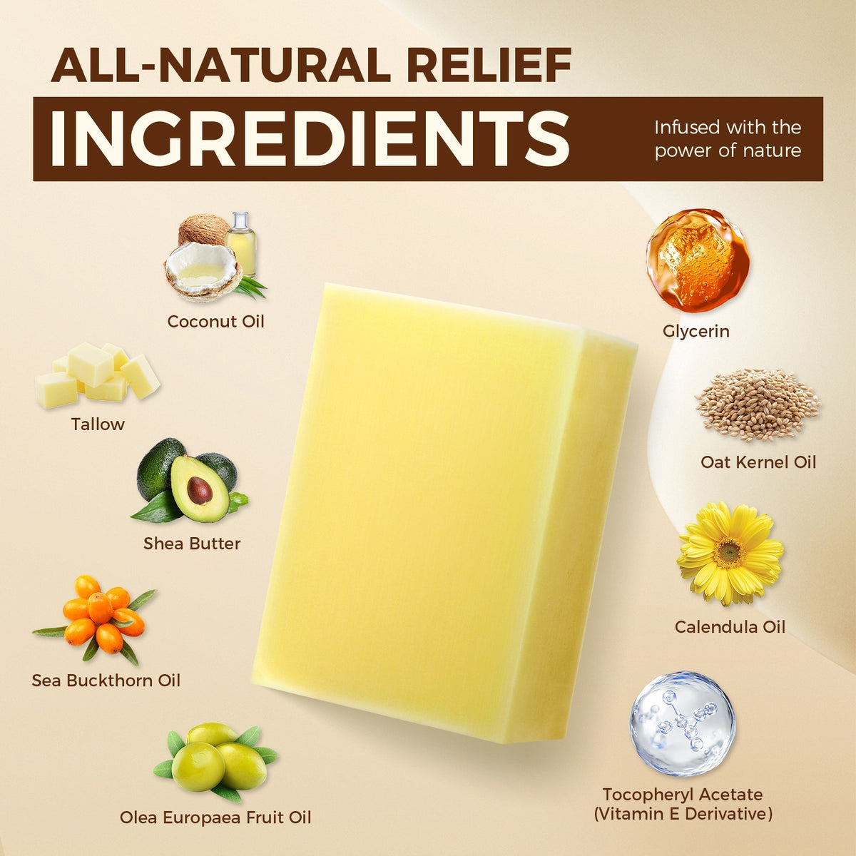 Grass Fed Beef Tallow Soap Bar for Face Body Hands - Gentle Cleansing