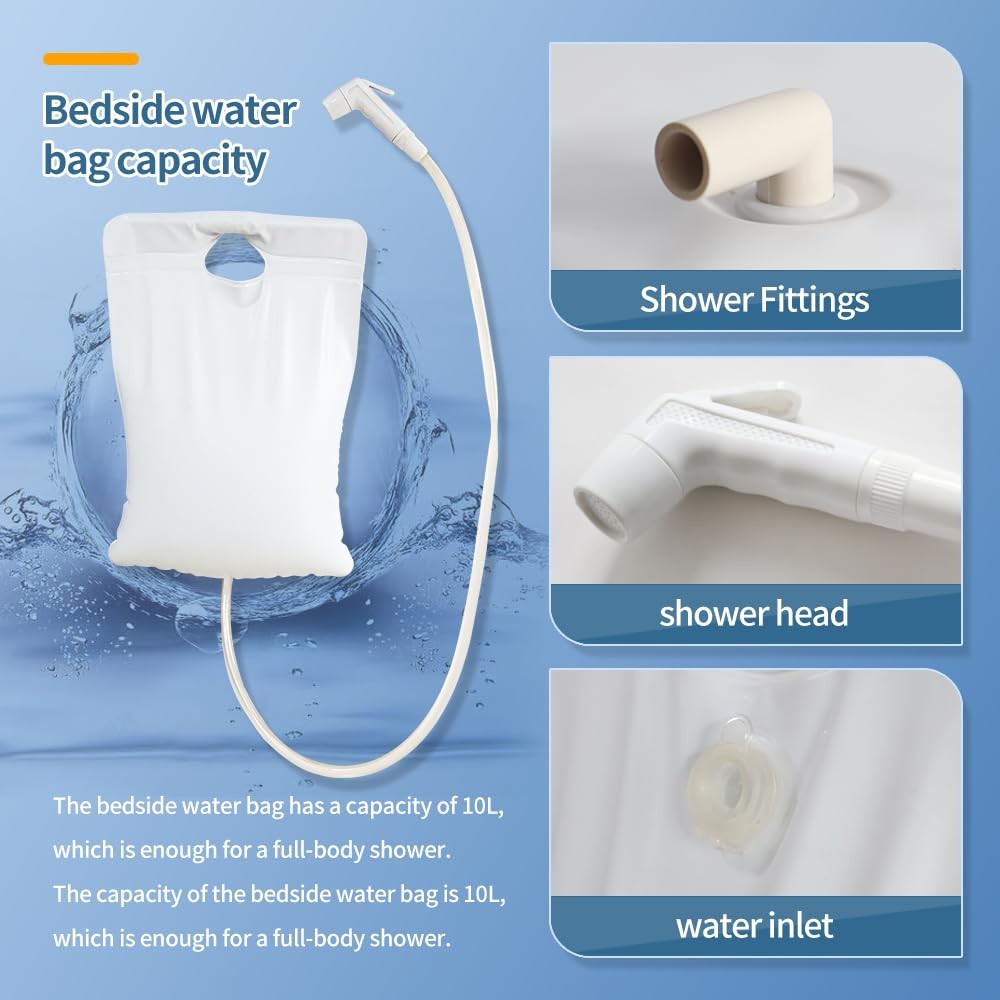 Inflatable Bedside Shower Kit for Disabled Elderly - Medical Bathtub Accessory