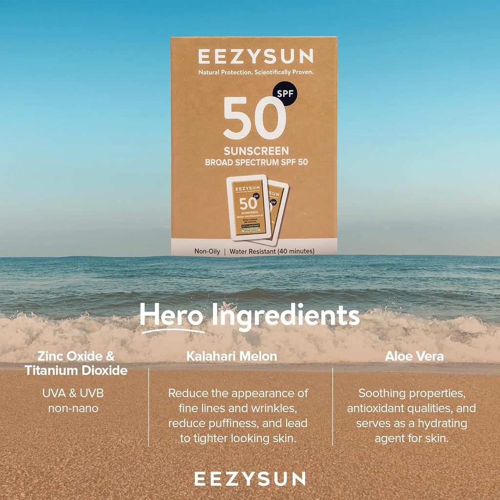 Mineral SPF 50 Sunscreen Packets - Travel Size 10 Packets 0.27oz
