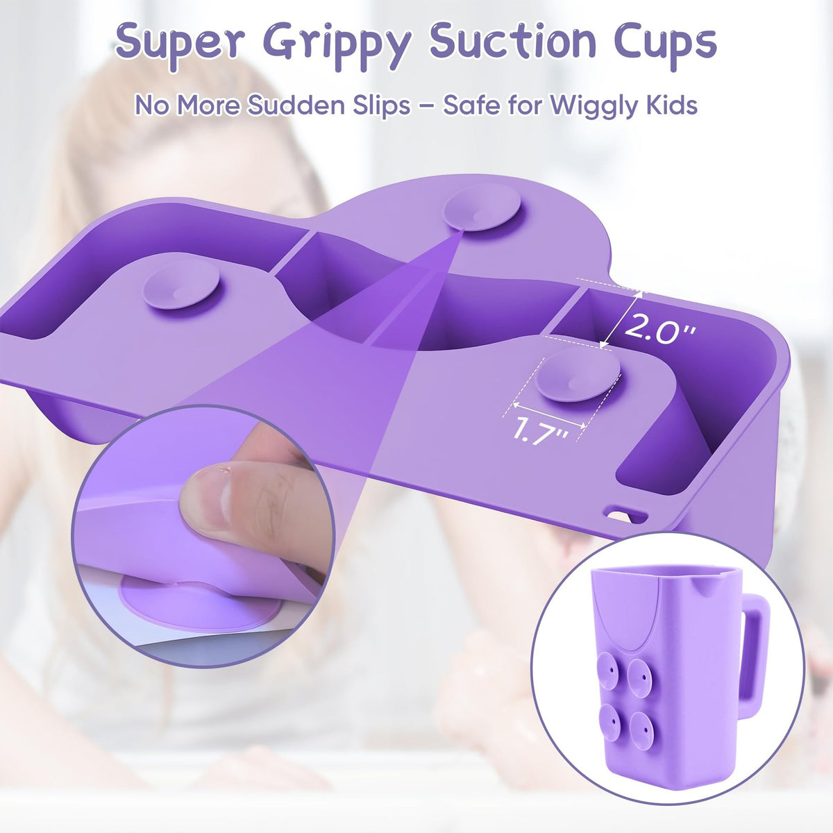 Portable Kids Hair Washing Station Silicone Basin with Rinse Cup - Purple