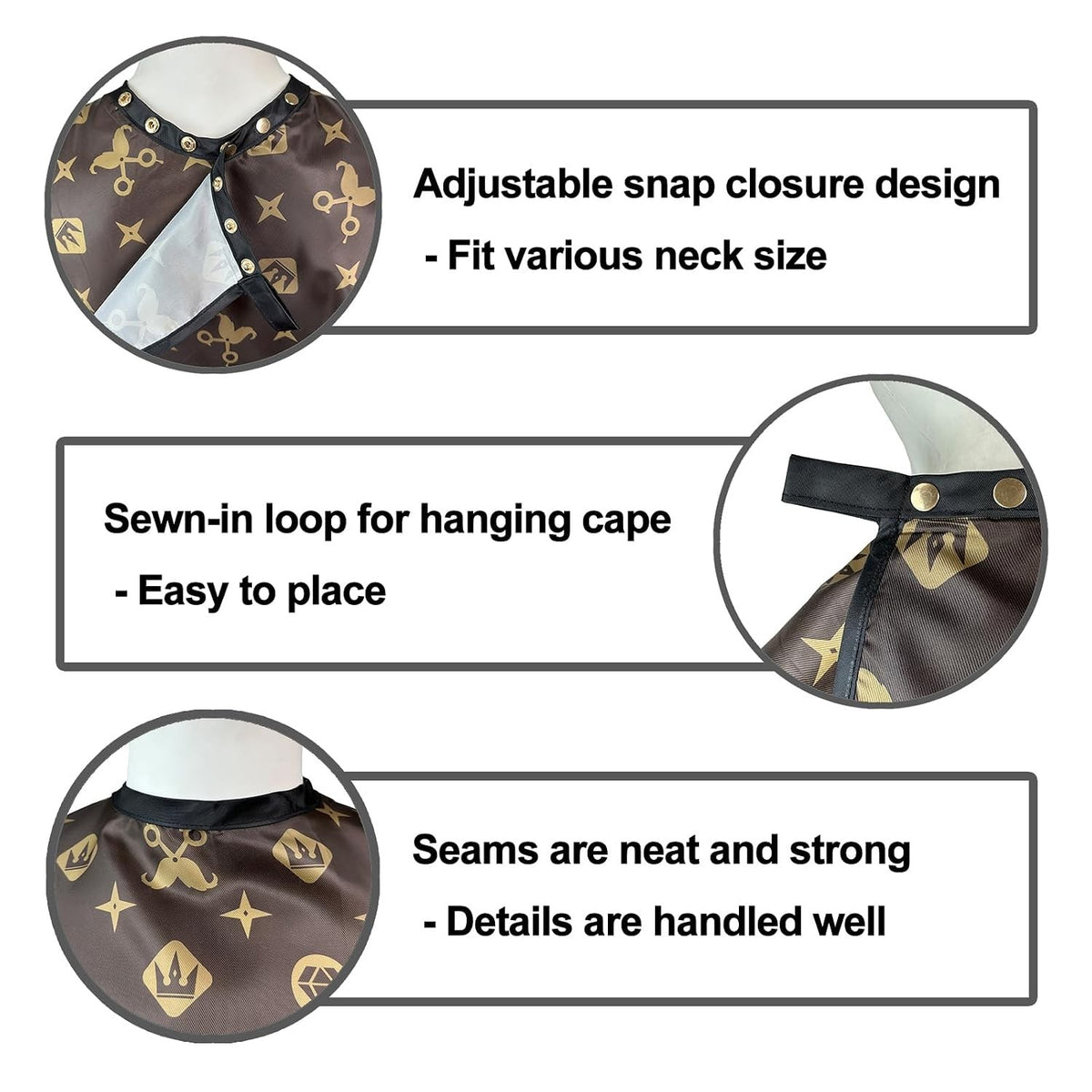 Professional Barber Capes for Men and Women with Snaps - Large Size Salon Haircut Cape