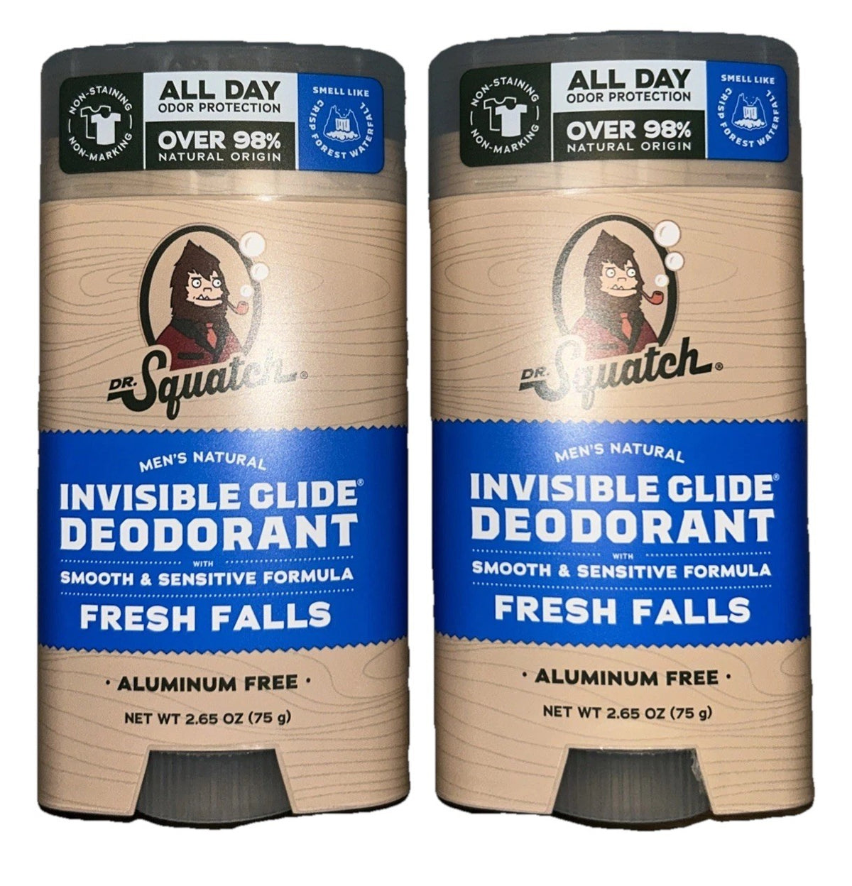 2-Pack Dr. Squatch Fresh Falls Invisible Solid Deodorant - Non-Staining, 2.65oz