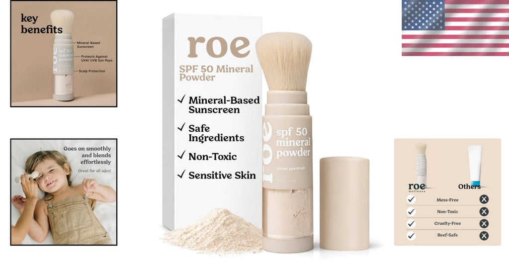 Mineral SPF 50 Reef Safe Powder Sunscreen for Face & Body - Kids & Adults