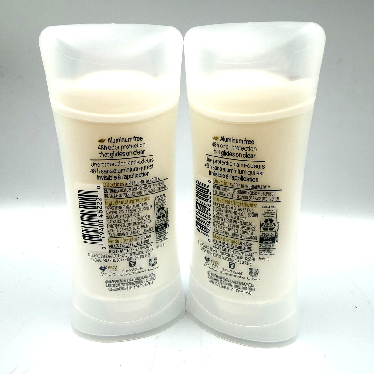 Dove Aluminum-Free Pomegranate Lemon Verbena Stick Deodorant 2.6 oz Lot of 2
