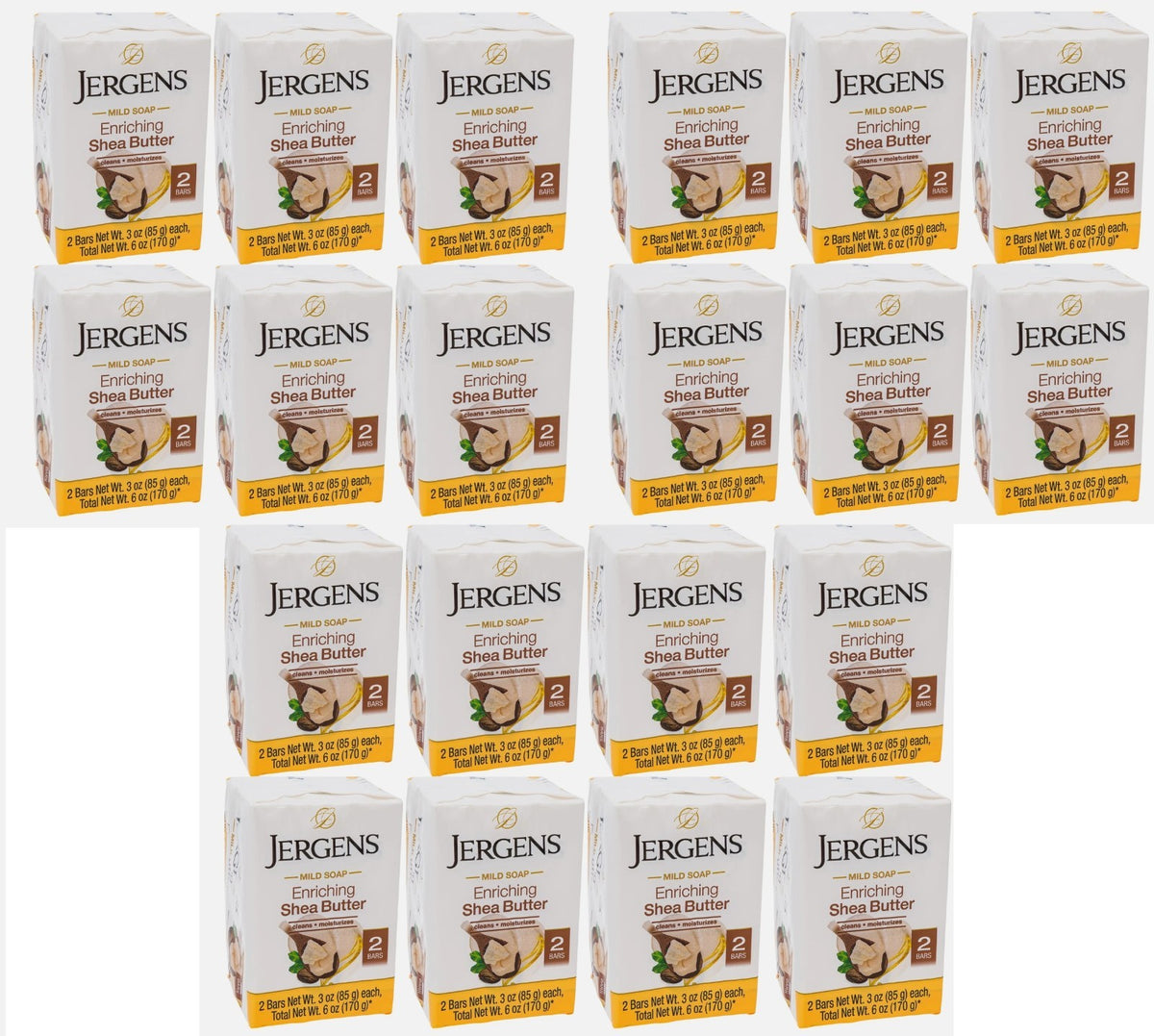 Jergens Shea Butter Mild Soap Bars - Enriching Skin Care, 3 oz, Pack of 40