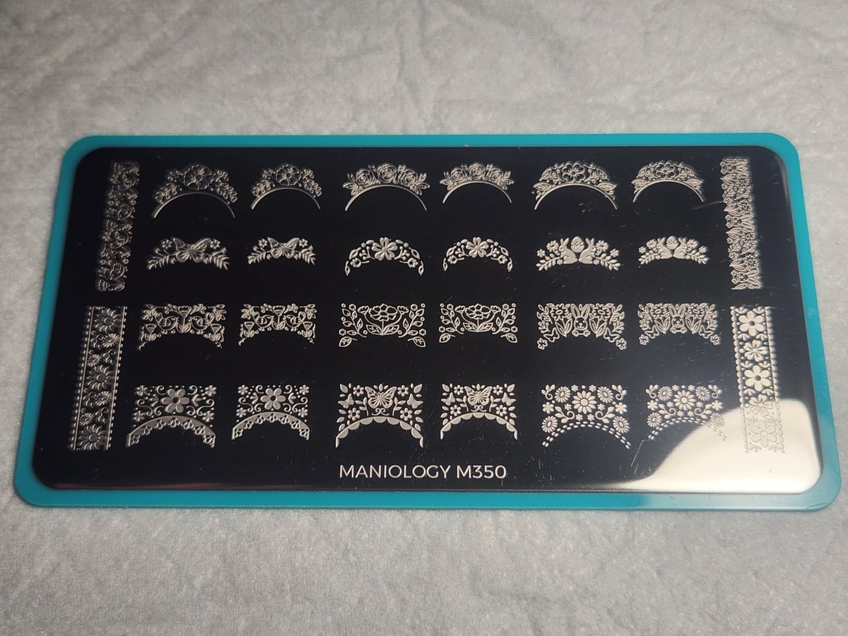 Maniology Nail Stamping Plate M350 Florals French for Nail Art