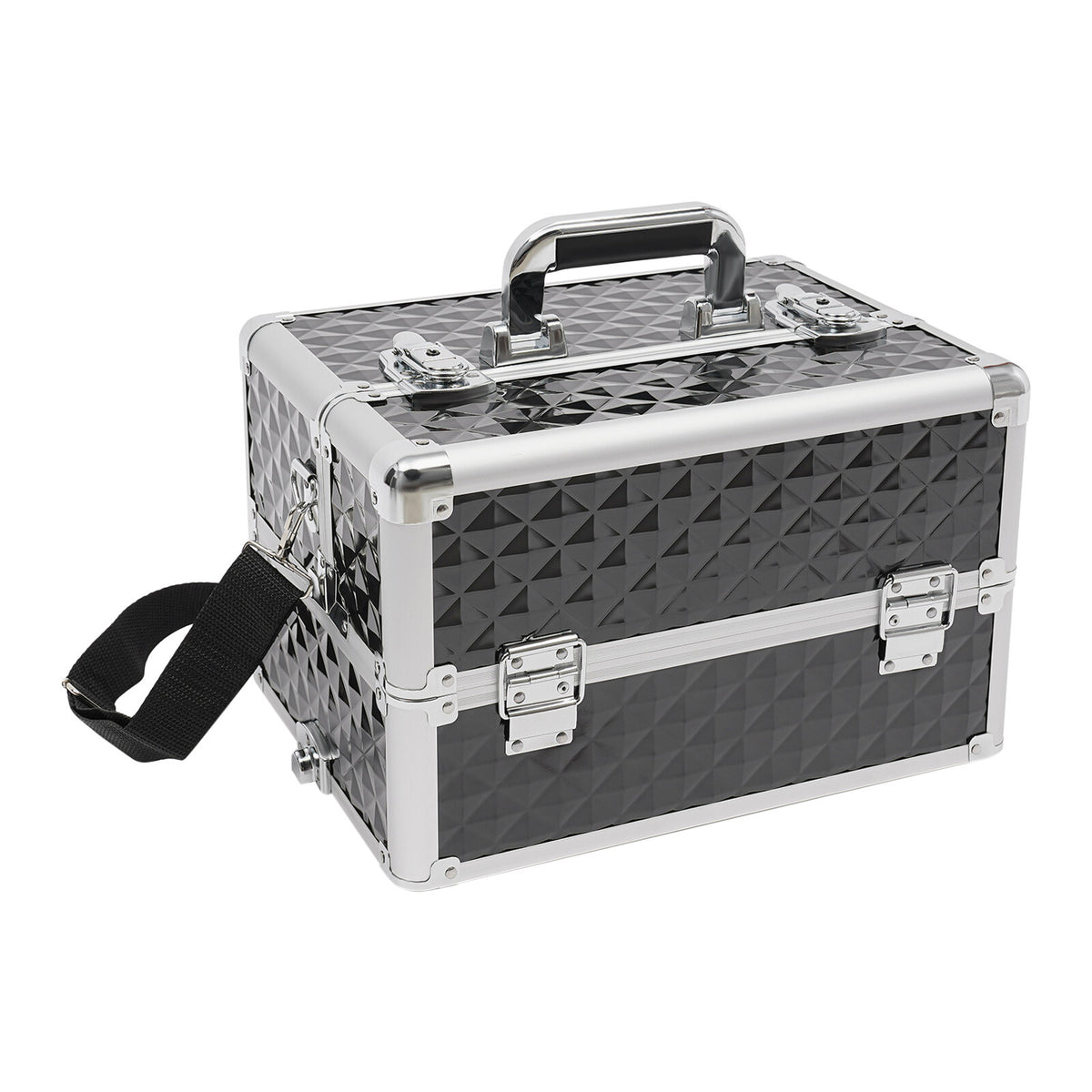 Rolling Makeup Case Travel Cosmetic Storage Trolley with Lock & Wheels