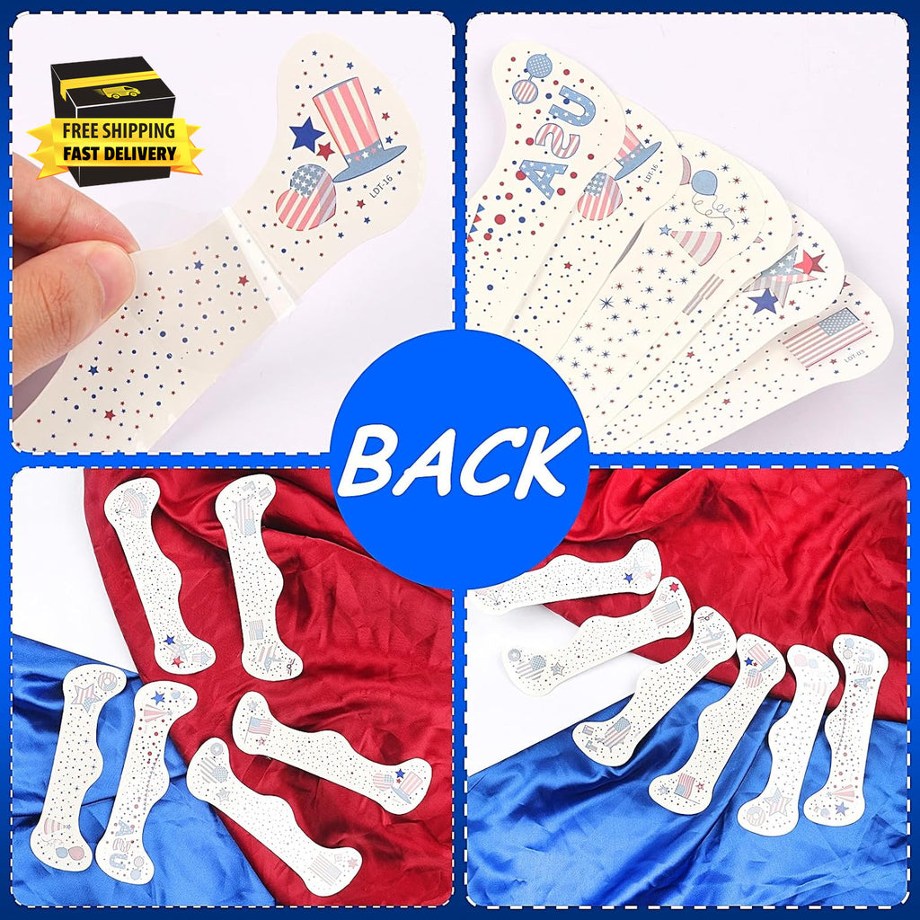 4th of July Glitter Freckles – 6 Pcs Patriotic Face Tattoo Stickers Red White Blue