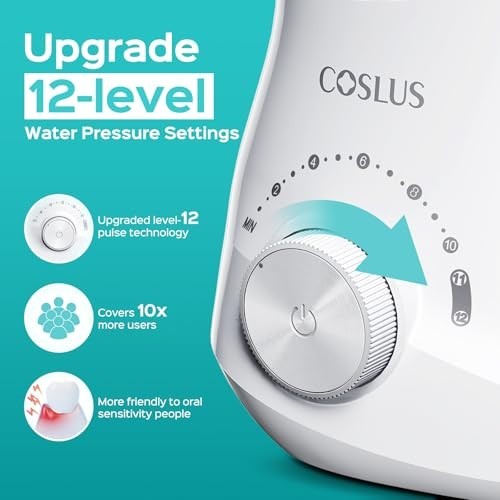 Electric Water Flosser for Teeth with 12 Pressure Settings, Oral Care for Braces & Sensitive Gums
