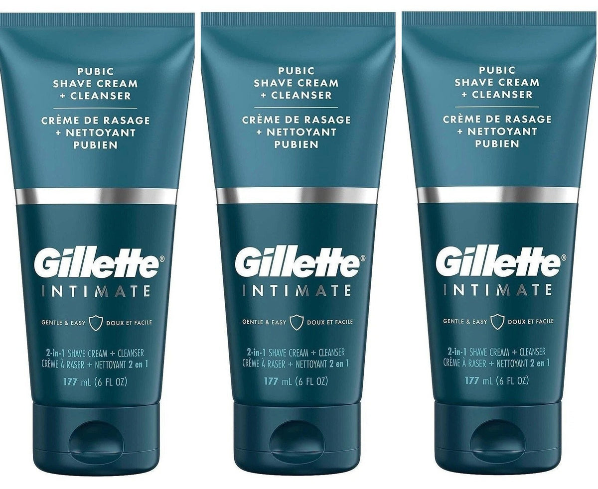 Gillette Intimate 2-in-1 Pubic Shave Cream & Cleanser - Sensitive Skin, 3 Pack