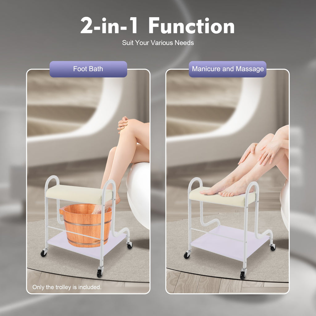 Portable Nail & Foot Spa Trolley Cart with Foot Rest for Salon and Home Use