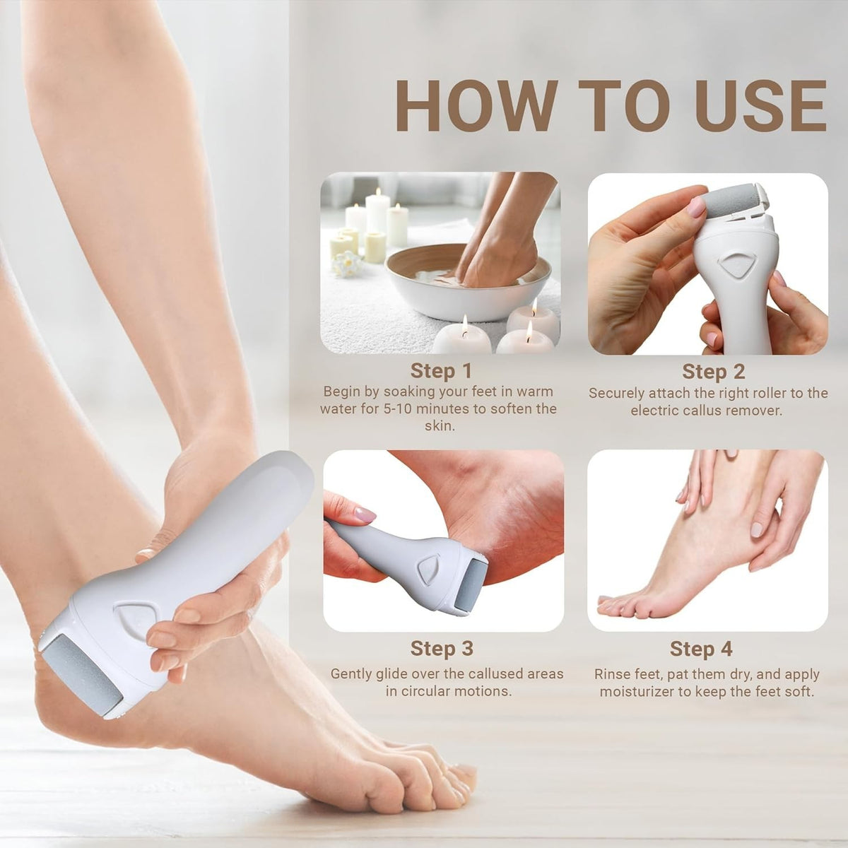 Electric Foot Grinder Pedicure File Machine Callus Remover USB Rechargeable