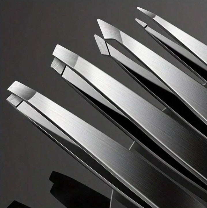 4-Piece Professional Tweezers Set for Eyebrows, Splinters & Ingrown Hair Removal