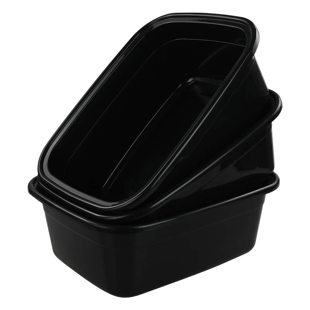 16 Quart Plastic Wash Basin - Black Rectangular Dish Pan for Laundry & Cleaning