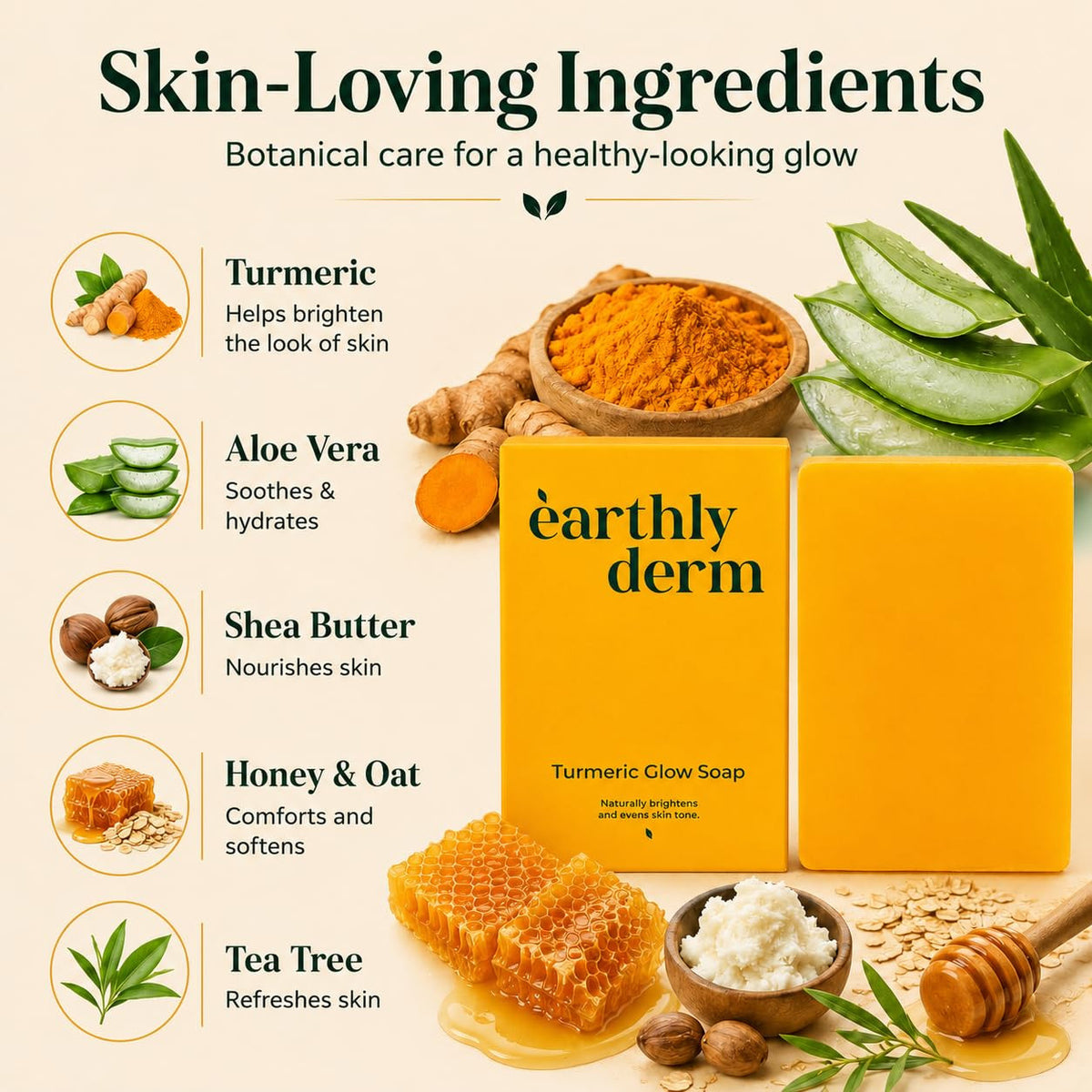 Turmeric Face and Body Soap Bar - Handmade Gentle Cleansing Moisturizer