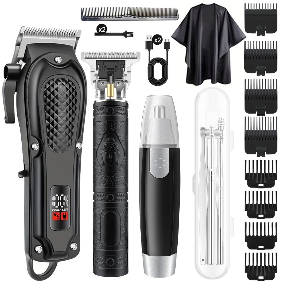 Professional 6-Piece Cordless Hair Clipper Set for Men with Adjustable Blades