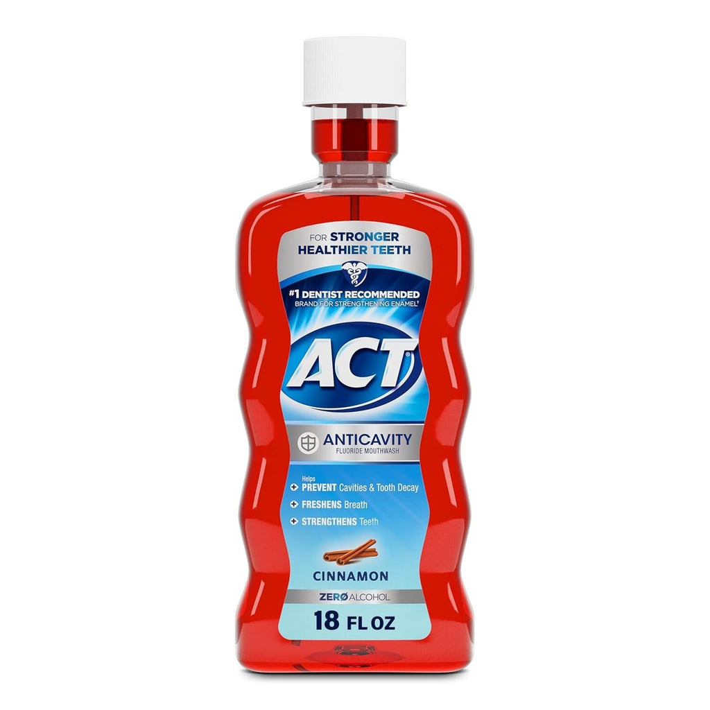 Alcohol-Free Cinnamon Fluoride Mouthwash for Cavity Prevention & Fresh Breath - 18 Fl Oz