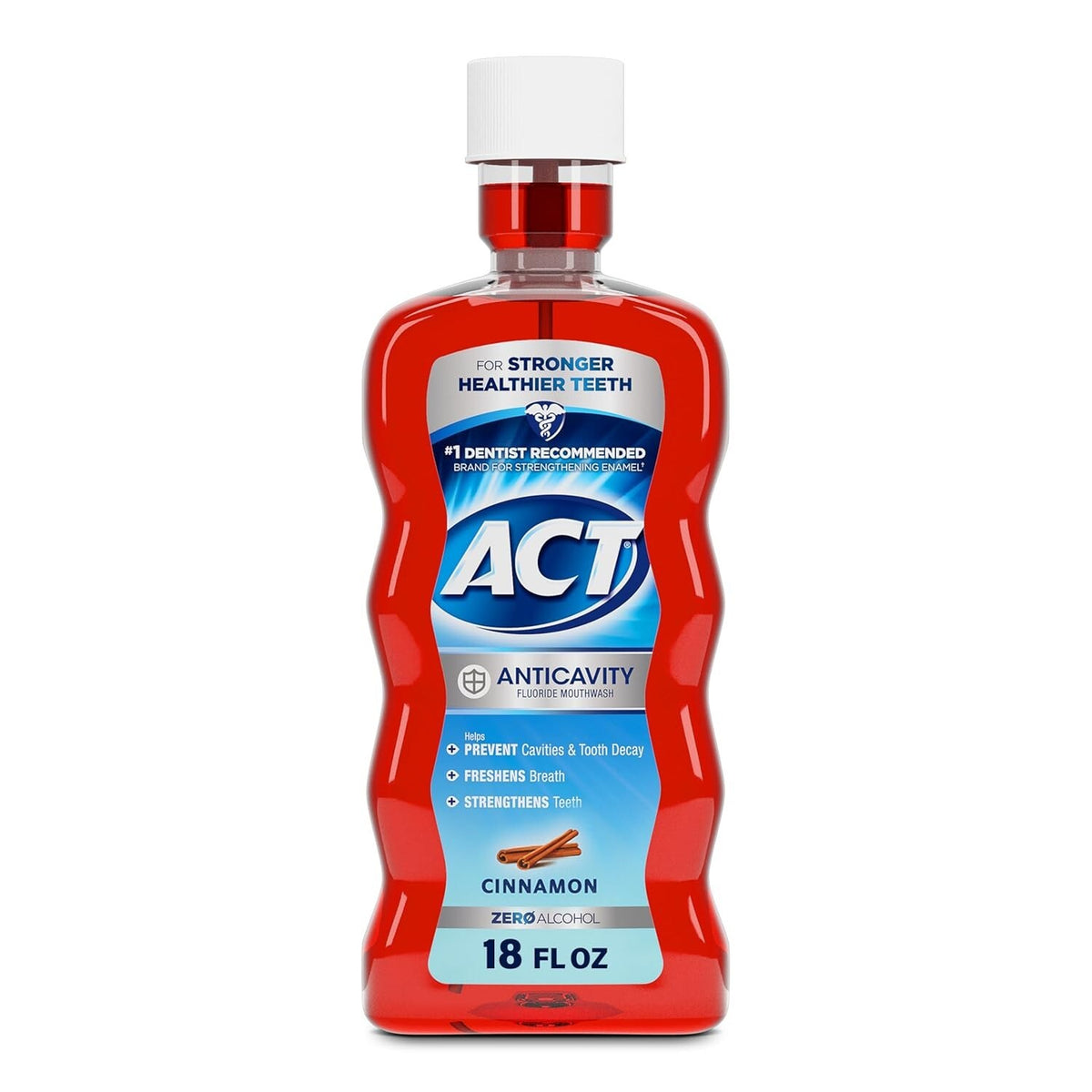 Alcohol-Free Cinnamon Fluoride Mouthwash for Cavity Prevention & Fresh Breath - 18 Fl Oz