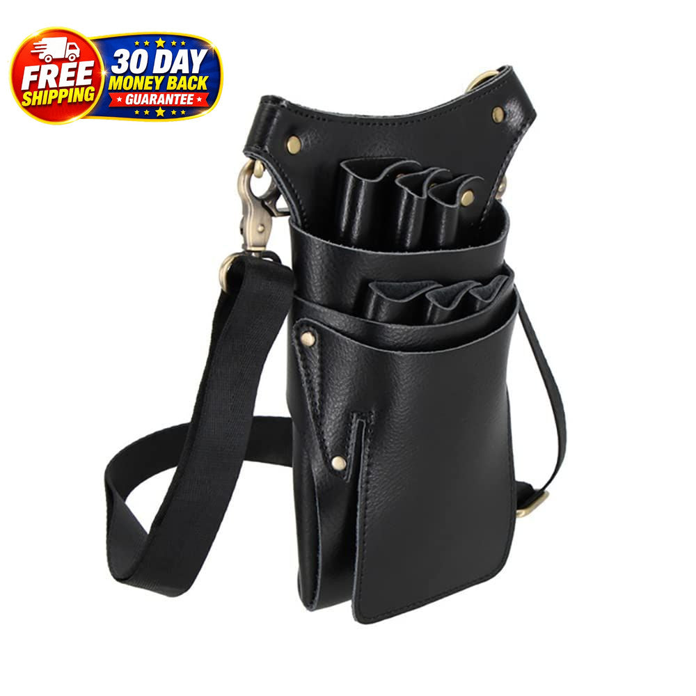 Leather Barber Scissor Holster Bag with Multiple Tool Holders