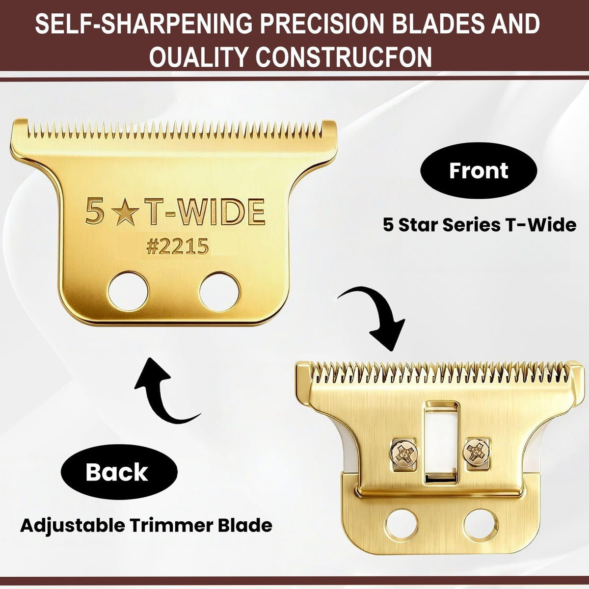 Replacement T Wide Blade for Wahl Detailer Li Trimmer 8081 8171 - 2 Pack