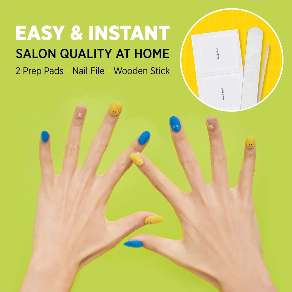 Semi-Cured Gel Nail Strips - Happy Vibes Nail Polish Stickers for Salon-Quality Nails