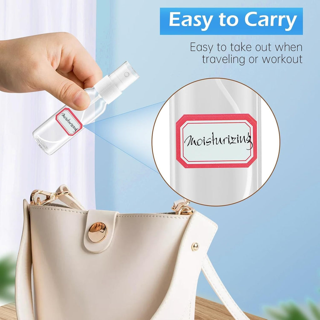Travel Spray Bottle Set - Refillable 2oz & 3.4oz Fine Mist Containers