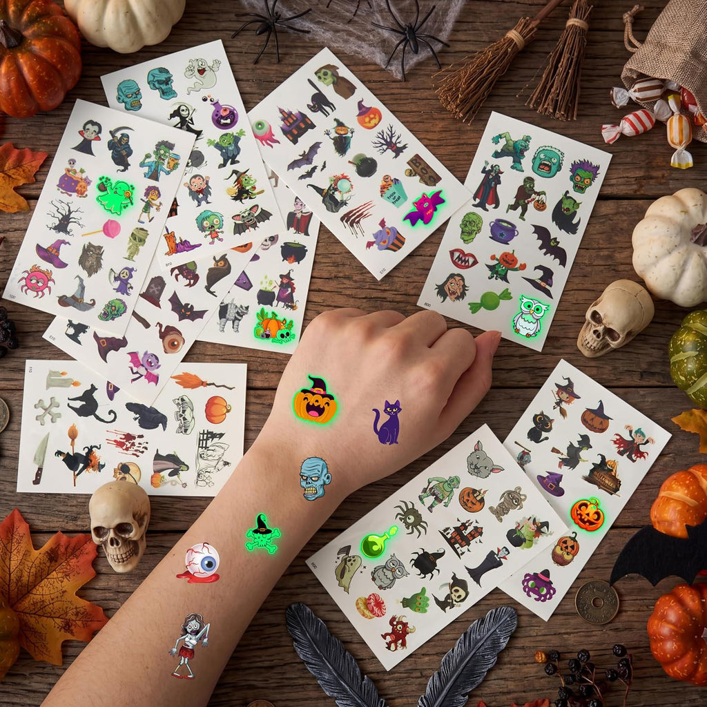Halloween Glowing Tattoos for Kids 306 PCS – Trick or Treat Party Favors