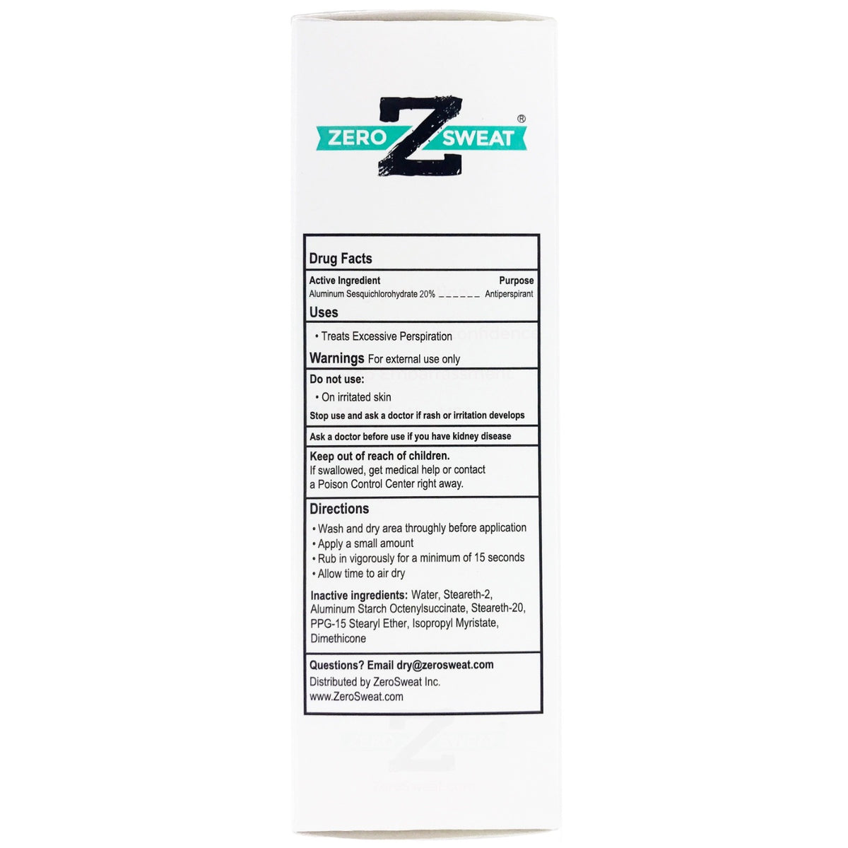 ZeroSweat Clinical Strength Antiperspirant Lotion for Excessive Sweating