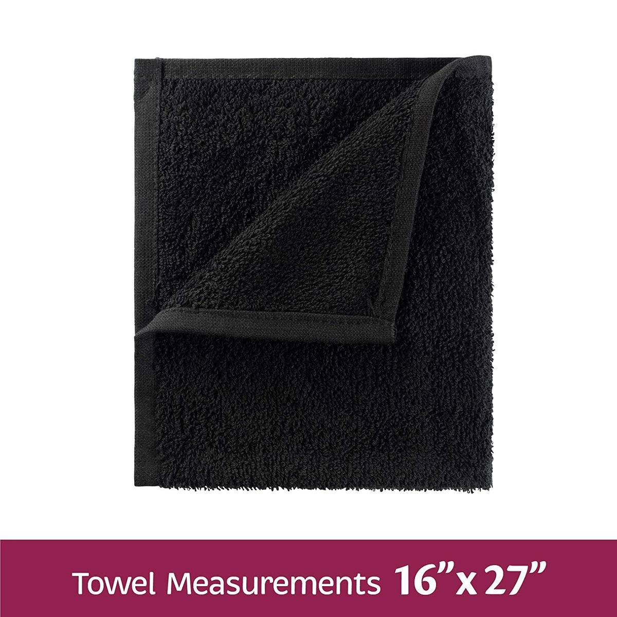 Black Cotton Salon Towels Pack of 24 16x27 Inches for Spa & Salon Use