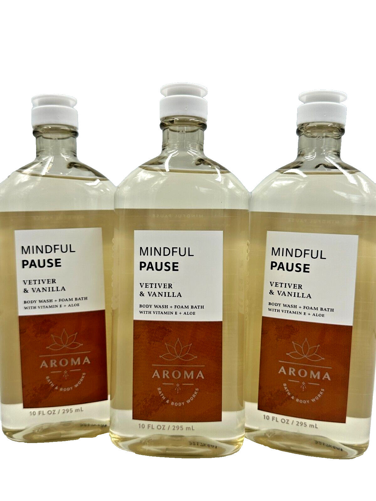 Vetiver Vanilla Body Wash & Foam Bath Set - 3 Bottles, Vitamin E & Aloe, 10 oz