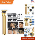 Gold Hair Clipper with Powerful Motor, 4 Guide Combs & Quiet Operation