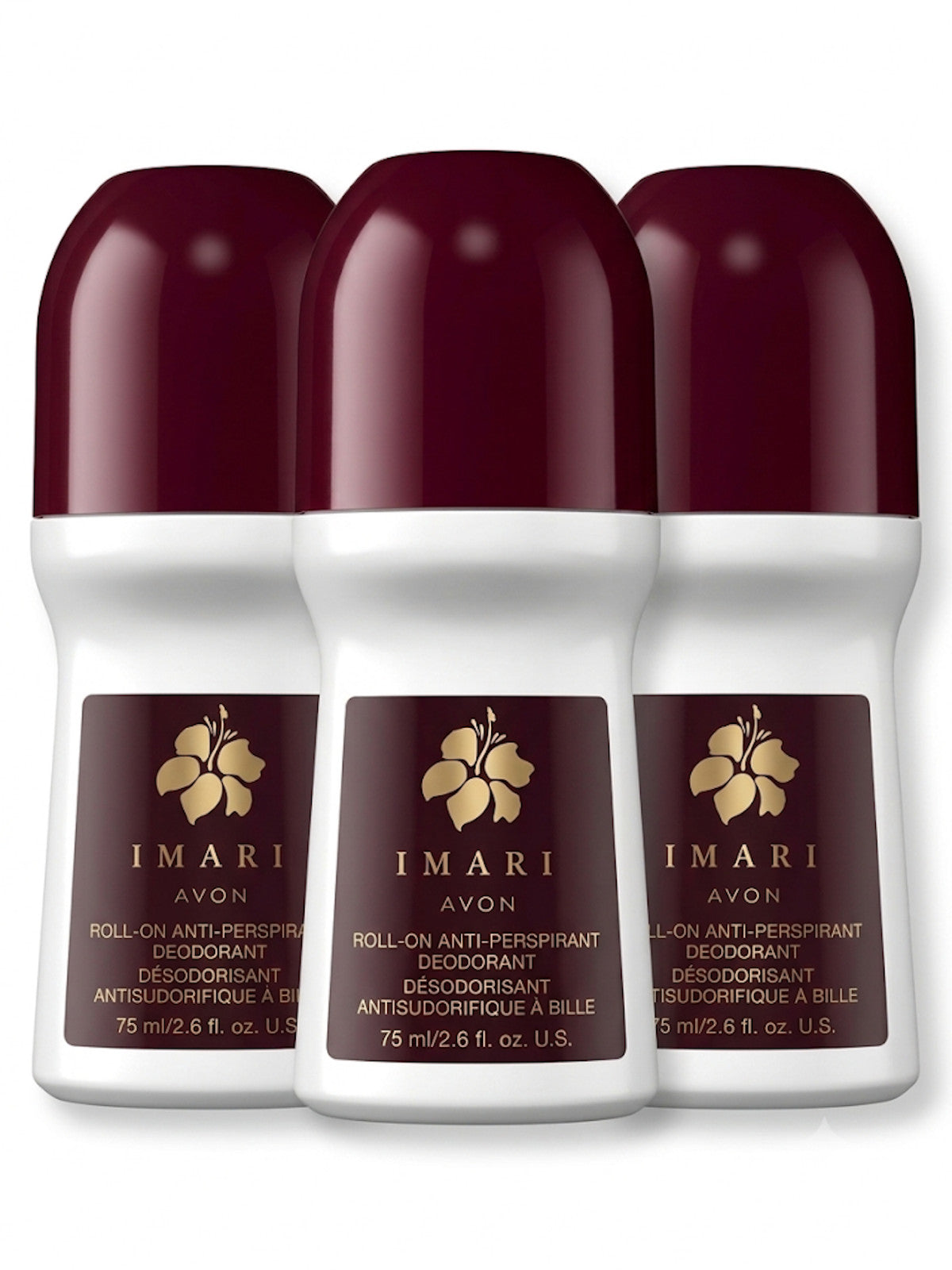 3 Pack Avon Imari Floral Scent Roll-On Deodorant Anti-Perspirant 2.6 fl oz