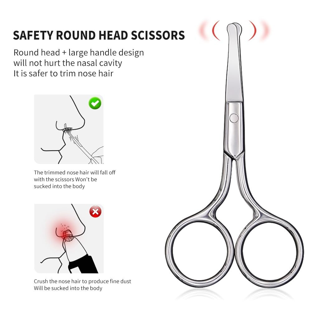 Safety Scissors with Round Tip for Eyebrow & Nose Trimming – Personal Grooming Tool