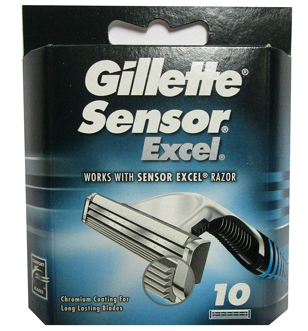Gillette Sensor Excel Razor Blade Refills - 10 Cartridges for Sensitive Shaving
