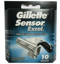 Gillette Sensor Excel Razor Blade Refills - 10 Cartridges for Sensitive Shaving